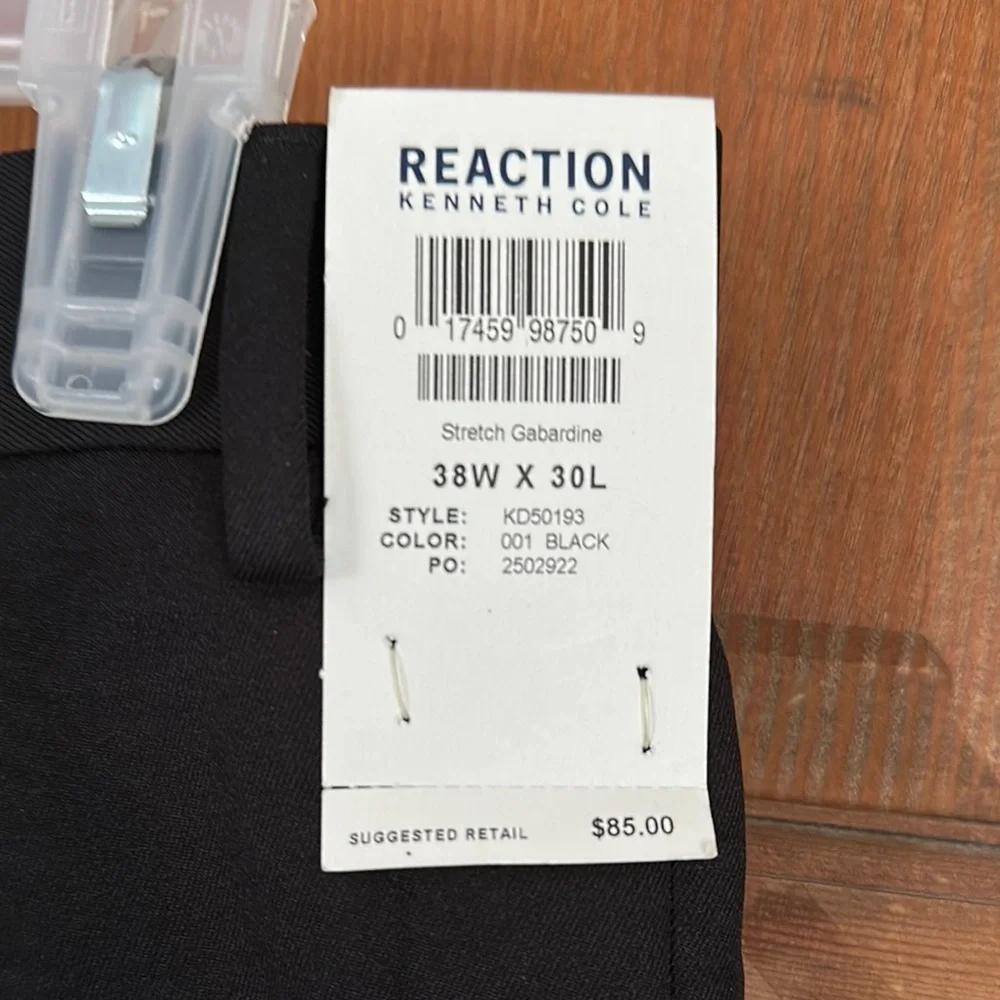 Kenneth Cole Reaction Stretch Gabardine Black Dress Pants Size 38X30